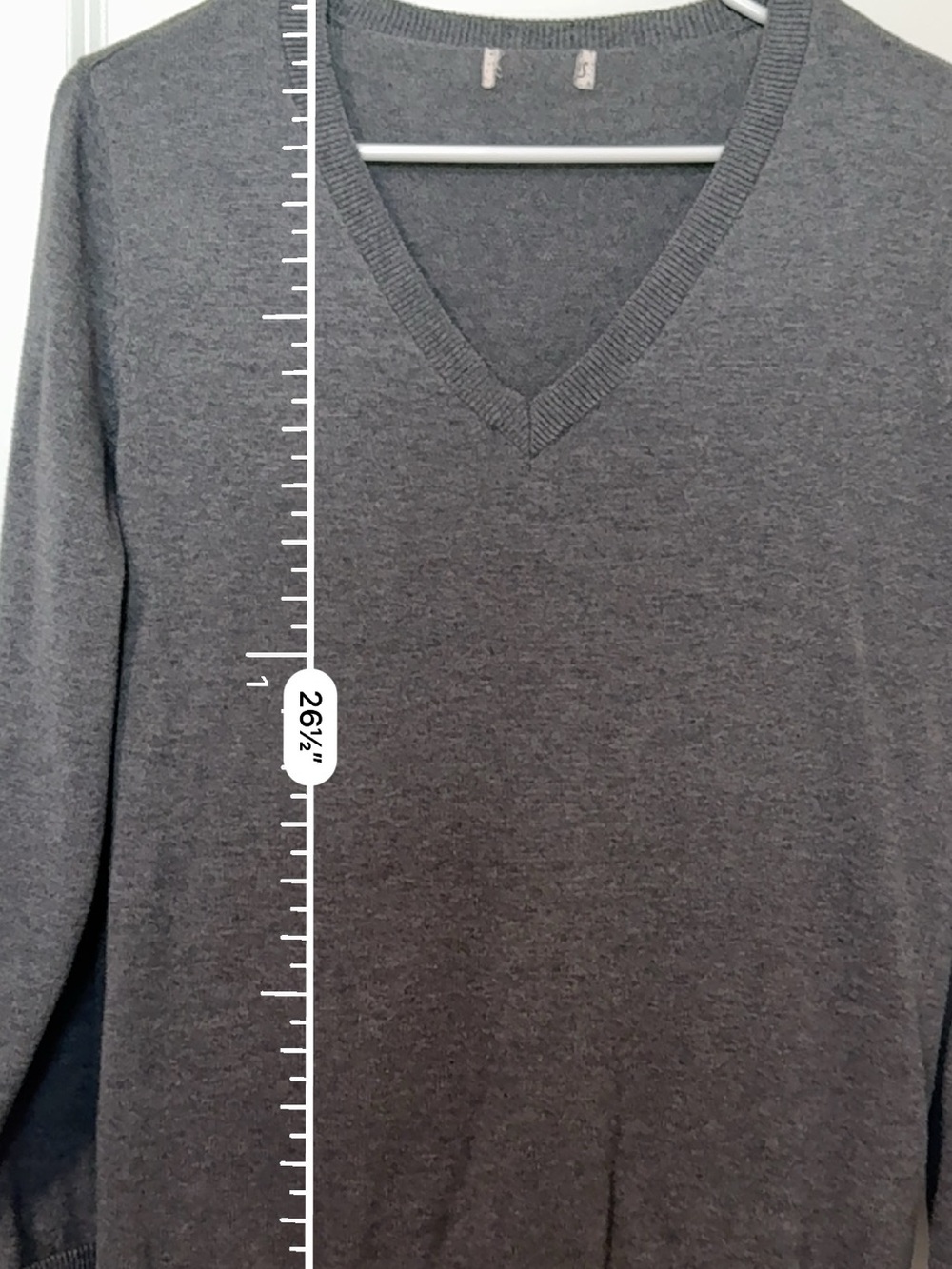 PtP 20-26” Women’s Gray V Neck Sweater Large Cotton Blend Classic Pullover